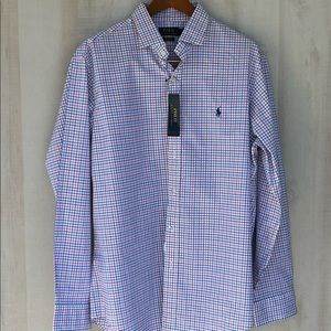 Polo Ralph Lauren XL TG button down red, blue, white, stretch cotton, never worn